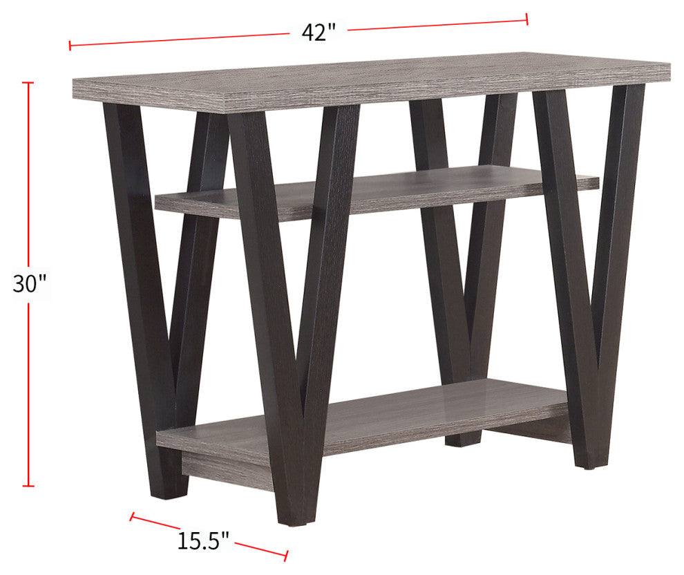 2 Shelf Console Table, Antique Gray