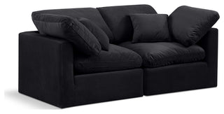 Indulge Upholstered Modular Sofa, Black, 2-Piece: 2 Corner Chair, Down Stuffed Velvet