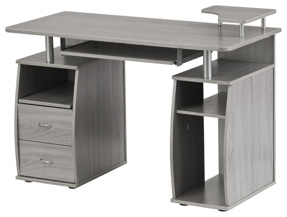 Techni Mobili Complete Computer Workstation Desk With Storage, Grey