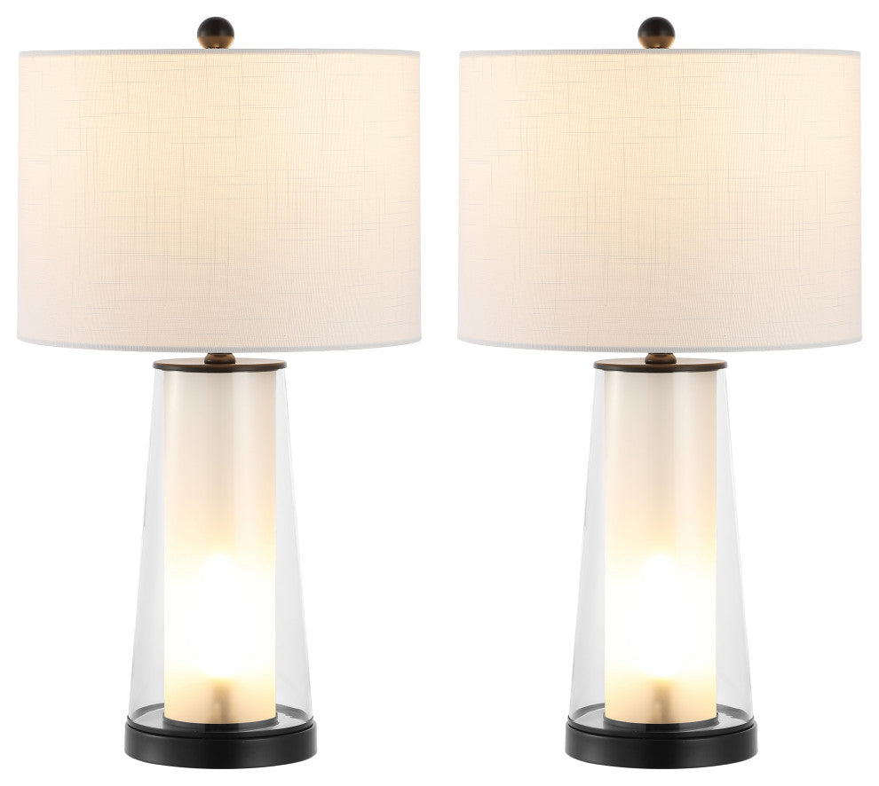 Tryon 26" Modern Minimalist Glass/Iron Nightlight LED Table Lamp,, Set of 2