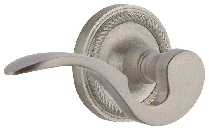 Rope Rose With Manor Lever, Satin Nickel, Left-Handed