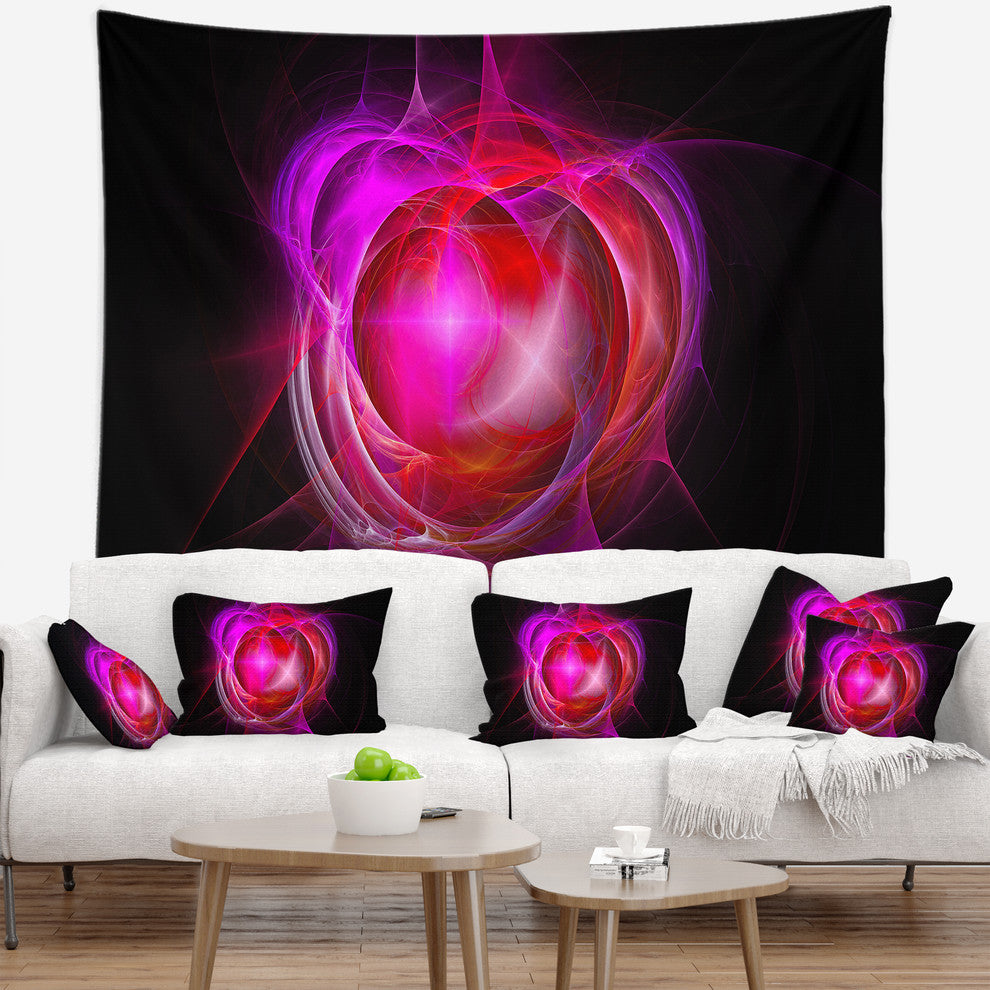 Red Fractal Explosion Supernova Abstract Wall Tapestry, 39"x32"
