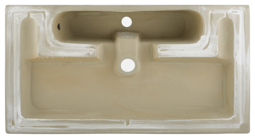 Voltaire Wide Rectangle Wall-Mount Sink, Shiny White