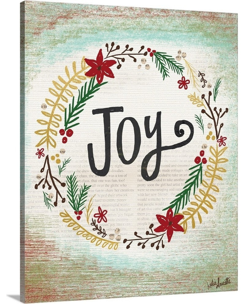 "Joy Wreath" Wrapped Canvas Art Print, 16"x20"x1.5"