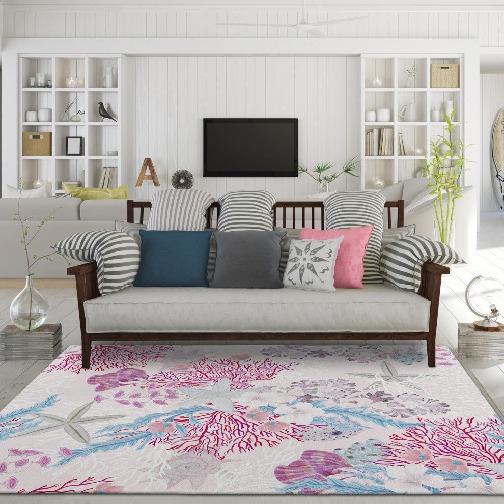 Indoor/Outdoor Seabreeze SZ1 Blush Machine Washable 10' x 14' Rug