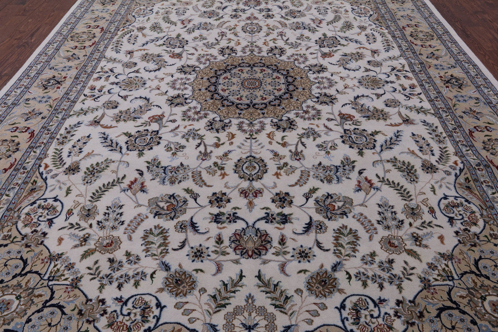 9' 8" X 14' 4" Persian Nain Wool & Silk Handmade Rug - Q13788