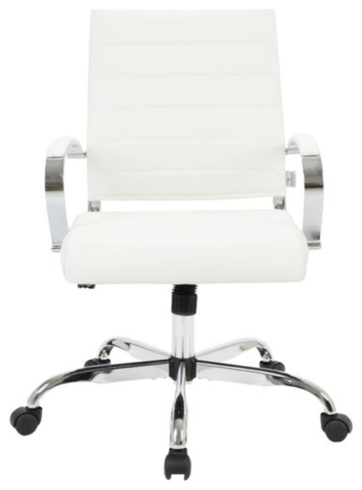 LeisureMod Benmar Leather Office Chair White