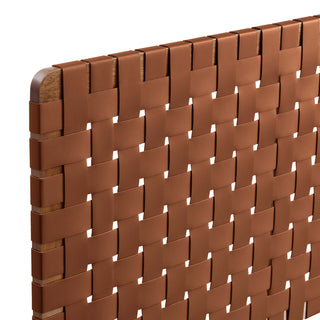 Sparta Weave Wall-Mount Vegan Leather Queen Headboard, Walnut Brown