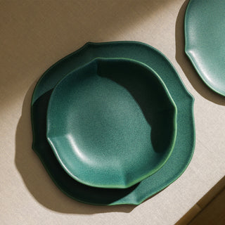 Stone Lain Baskerville Stoneware 12-Piece Dinnerware Set, Green