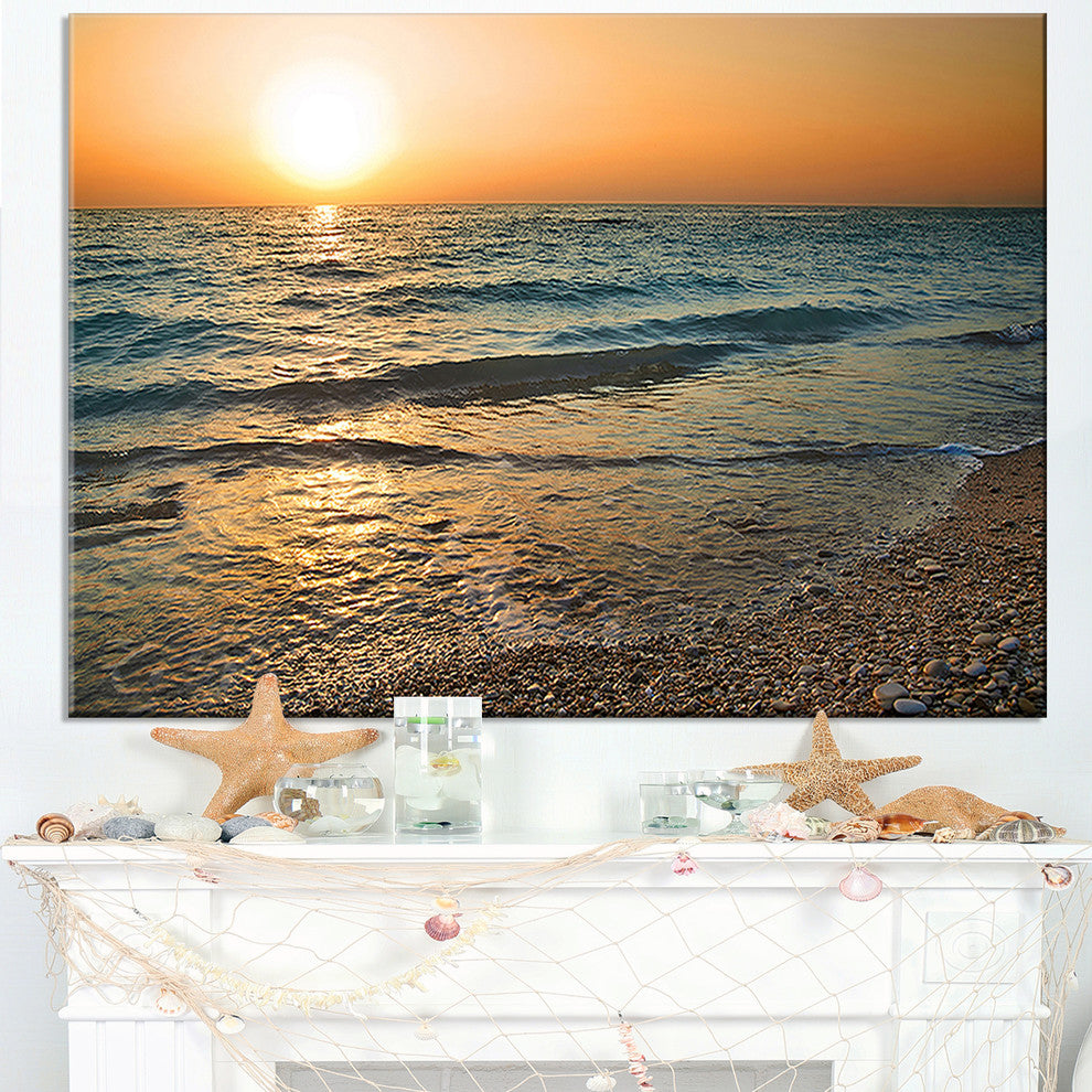 "Gloomy Atlantic Beach Portugal" Seashore Canvas Wall Art, 1 Panel, 60"x28"