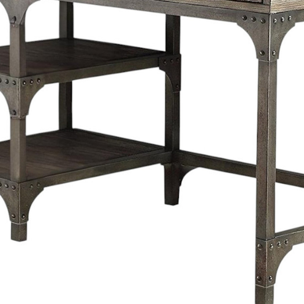 HomeRoots 47" X 24" X 29" Weathered Oak And Antique Silver Desk