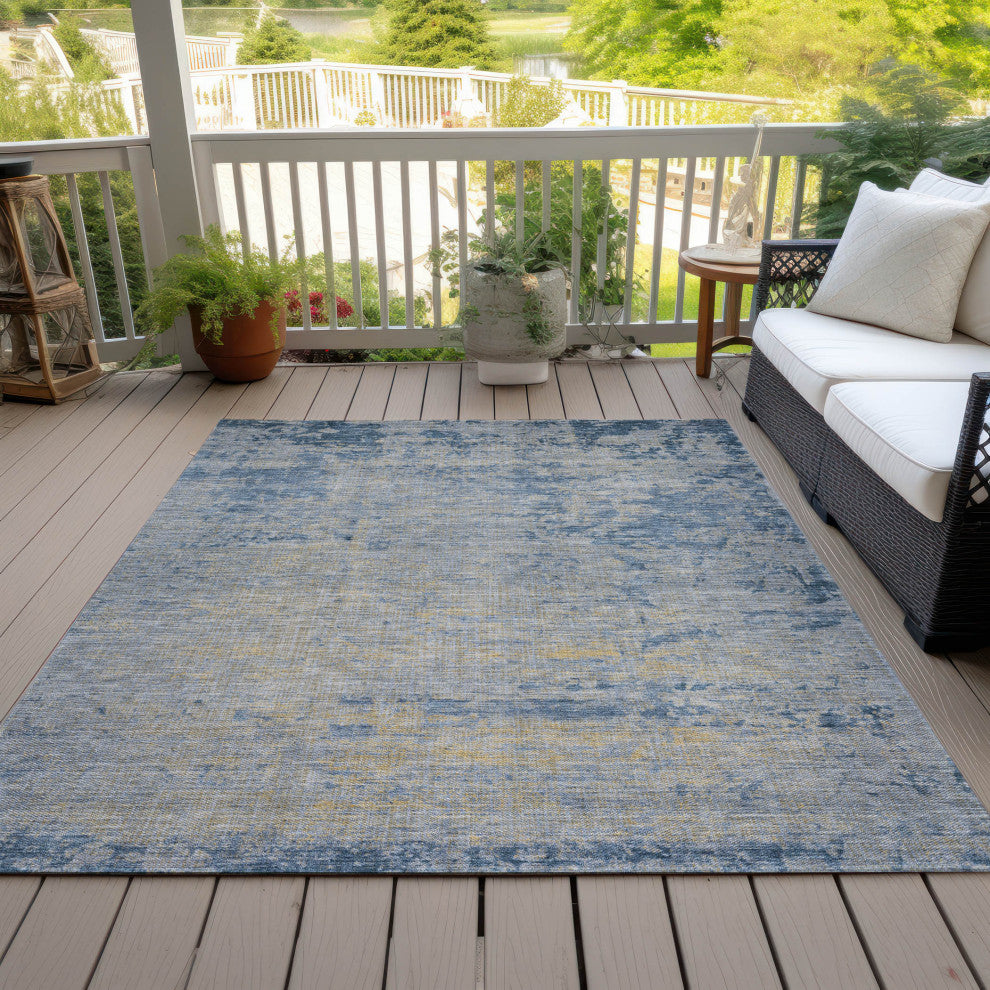 Machine Washable Indoor/Outdoor Chantille ACN1901 Navy 3' x 5' Rug