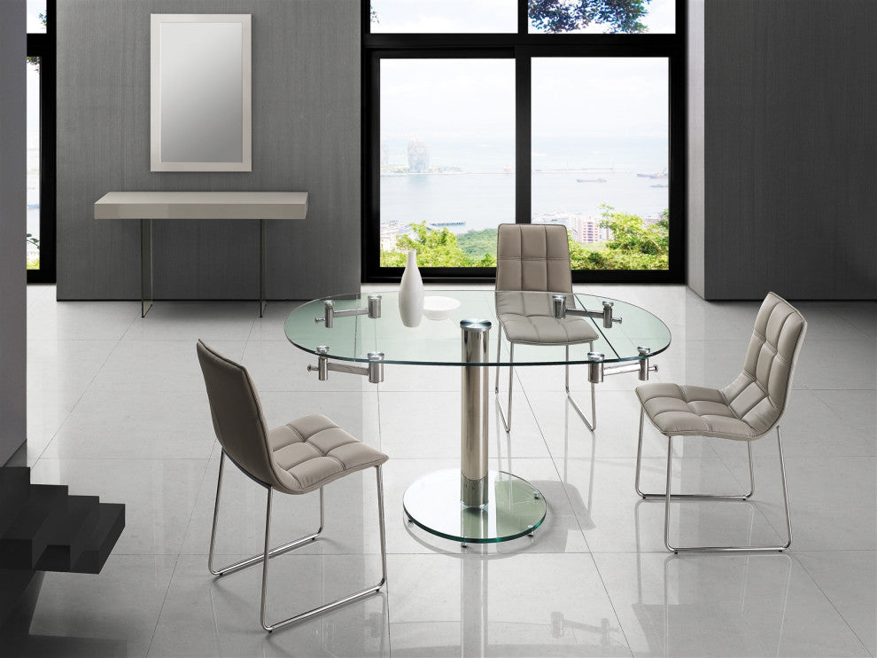 Leandro Set of 2 Dining Chair, Pu Leather, White