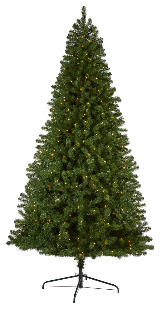 9' Virginia Fir Faux Xmas Tree With 600 Clear Lights and 1453 Bendable Branches