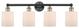 Edison Cobbleskill-4 Lt 32"Bath Vanity Lt-Black Antique Brass -Matte White Shade
