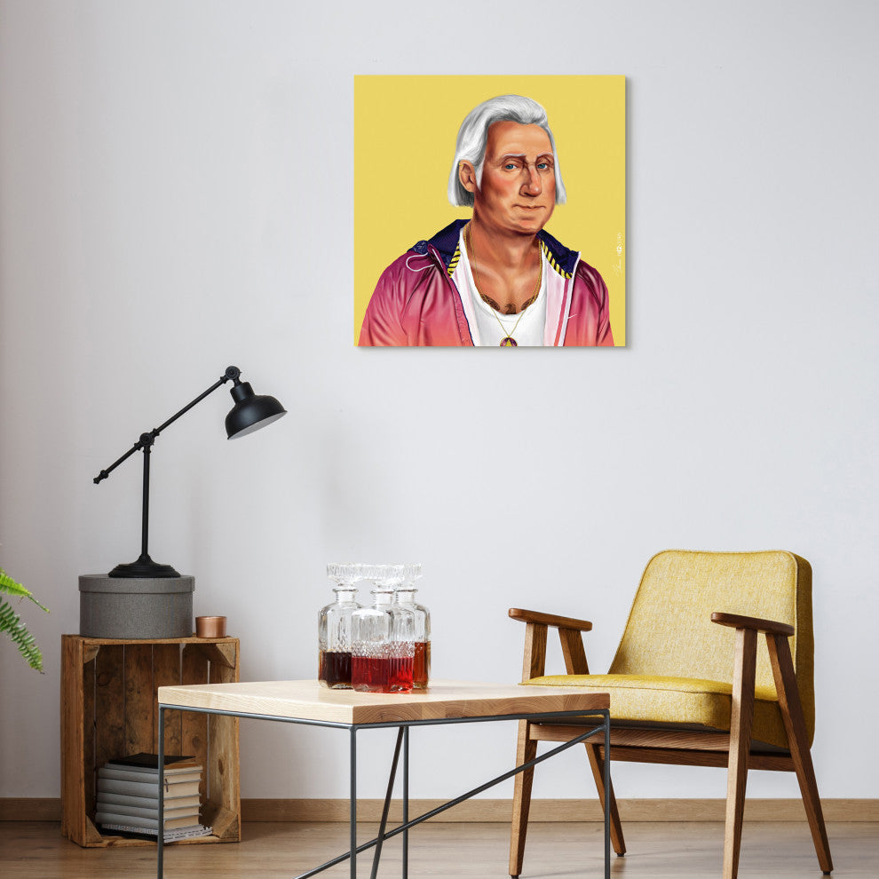 "Hip George Washington" Frameless Reverse Printed Tempered Art Glass Wall Art