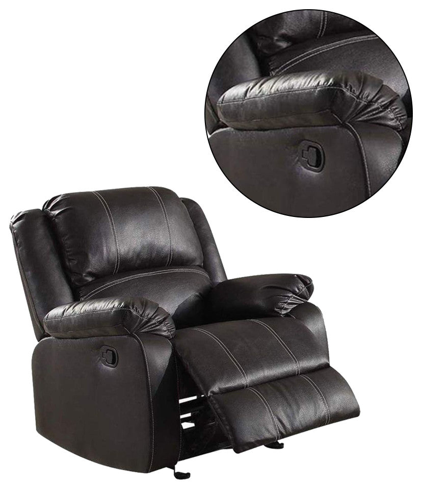 Faux Leather Rocker Recliner, Black