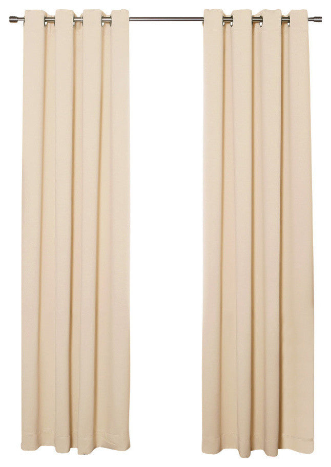 Silver Grommet Top Solid Thermal Insulated Blackout Curtain, Beige, 72"