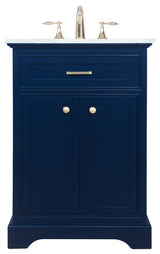Elegant Decor Americana 24" Solid Wood and Metal Single Bathroom Vanity in Blue
