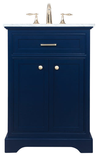 Elegant Decor Americana 24" Solid Wood and Metal Single Bathroom Vanity in Blue