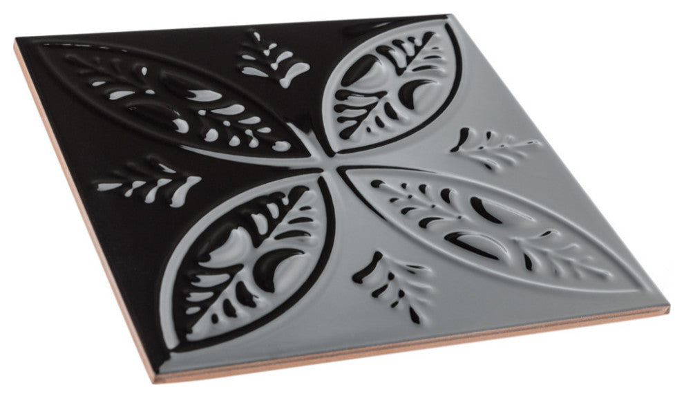 Trend 7-7/8" x 7-7/8" Ceramic Wall Tile, Black, Black