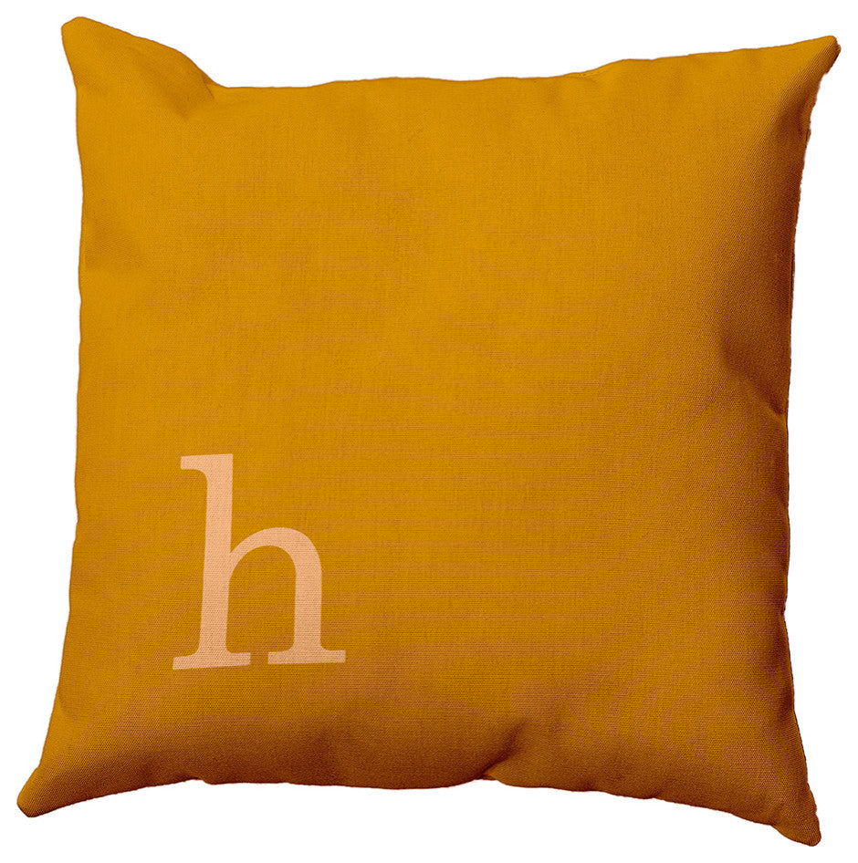 18"x18" Modern Monogram Decorative Throw Pillow, Autumn Gold