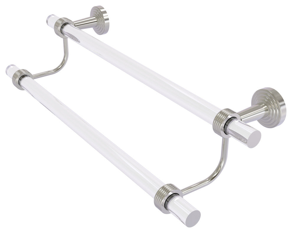 Pacific Beach 30" Double Towel Bar with Groovy Accents, Satin Nickel