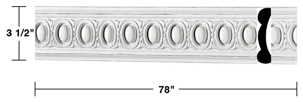 Ornate Cornice Withe Urethane 3 1/2" H Slyvan |