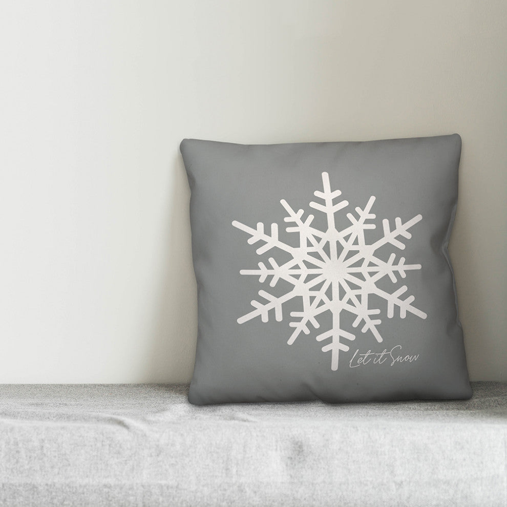 Let It Snow Snowflake 18"x18" Throw Pillow Cover