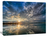 Sunset with Dramatic Sky and Sea, Seashore Canvas Art Print, 20"x12"