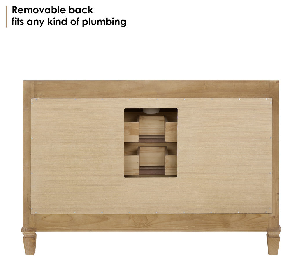 Solana Bathroom Cabinet Vanity Base, Weathered Fir, 48", Without Mirror