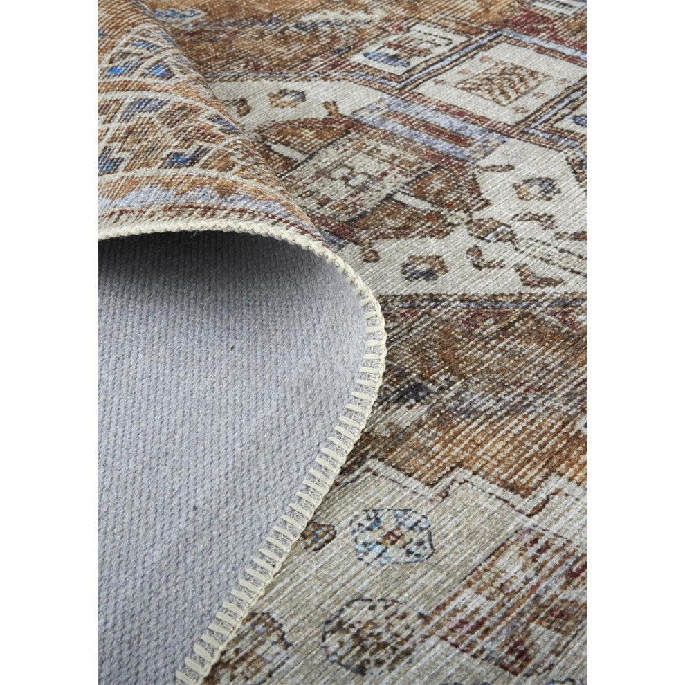 Weave & Wander Prescott Transitional Medallion, Ivory/Orange/Brown, 2'x3'