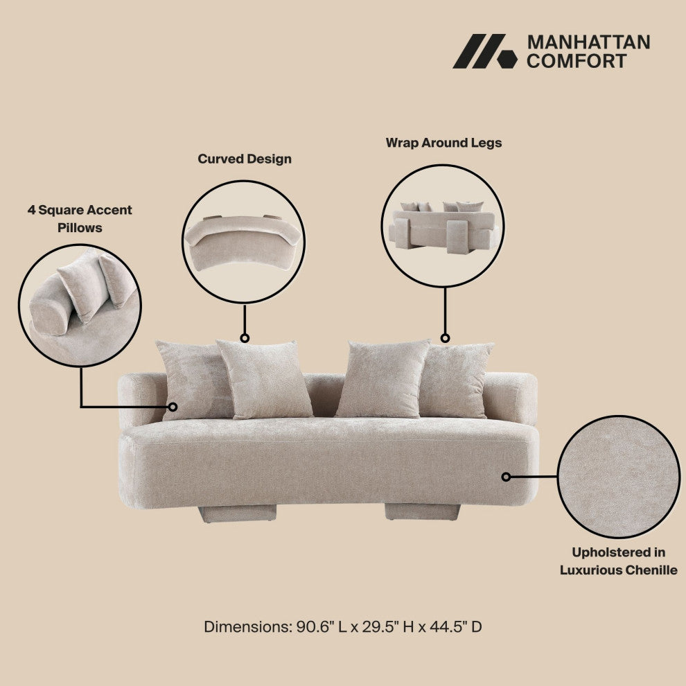 Manhattan Comfort 3-Piece Verandah Sofa, XL Sofa, and Accent Chair