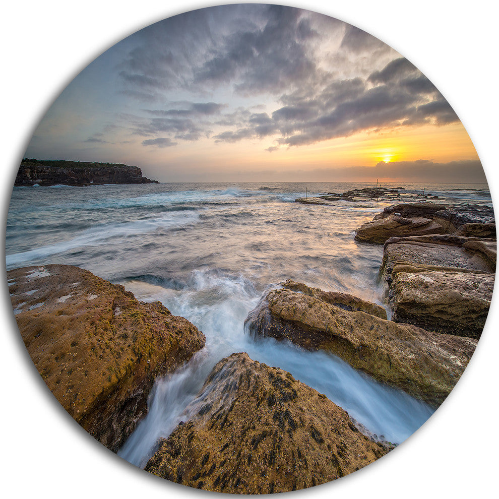 Bright Sydney Coastline View, Seashore Disc Metal Wall Art, 36"