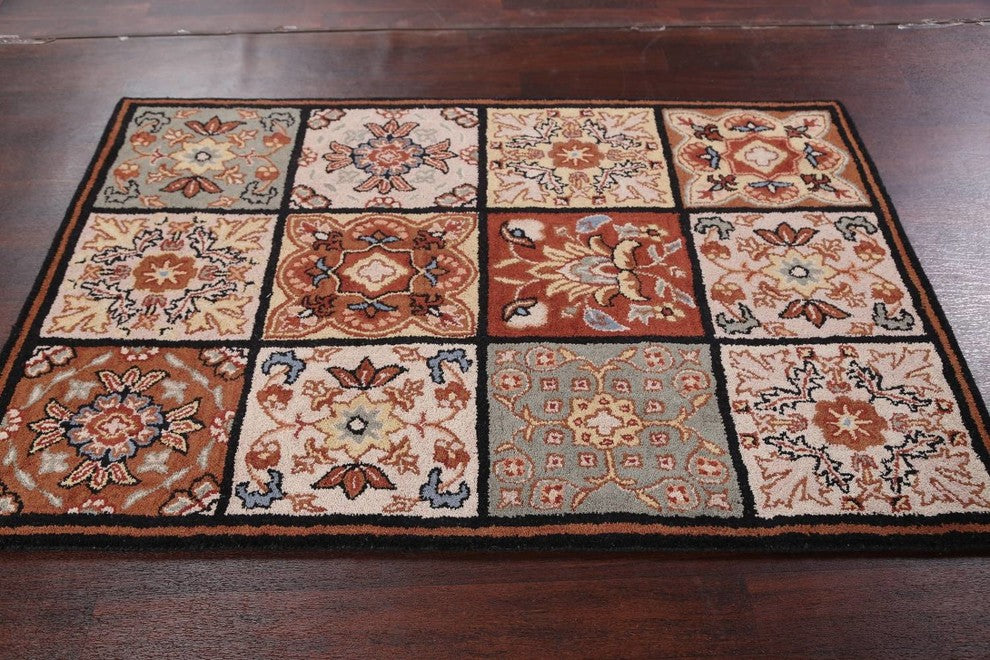 Patchwork Hand-tufted Agra 100% Wool Oushak Oriental Area Rug, 4x6'