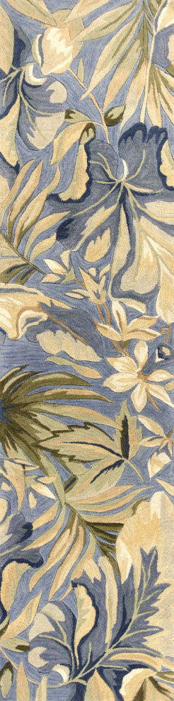 HomeRoots 30" X 120" Blue Wool Rug