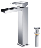 Waterfall Single Handle Vessel Sink Faucet KBF1005, Chrome, W/ Drain