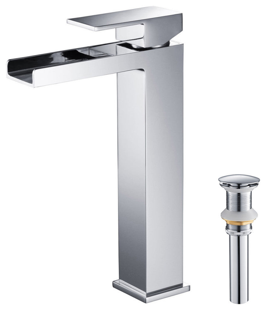 Waterfall Single Handle Vessel Sink Faucet KBF1005, Chrome, W/ Drain