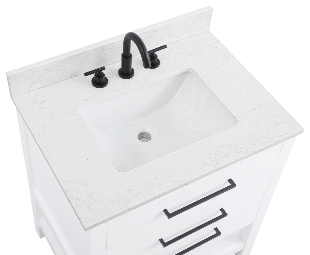 Home Living 30" Single Bathroom Vanity, White With Backsplash