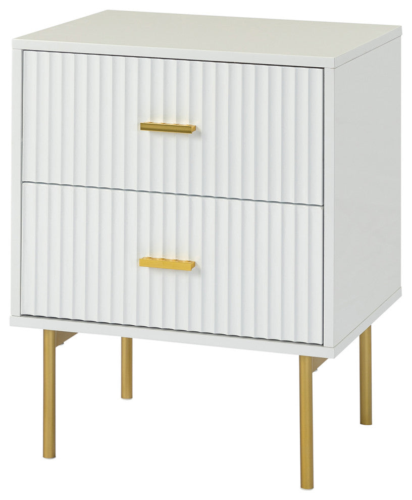 Contemporary 2-Drawer Nightstand, White