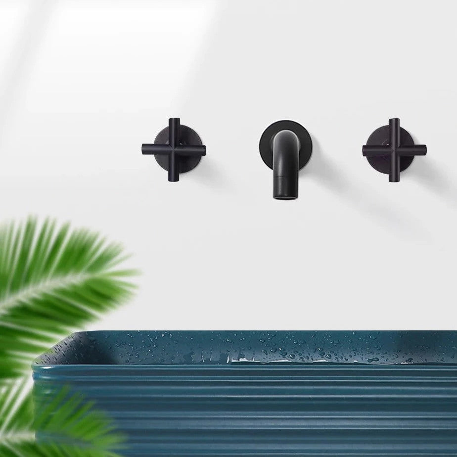 Wasser Dual Handle Solid Brass Bathroom Faucet, Matte Black