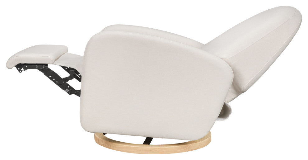 Nami Electronic Recliner and Swivel Glider Recliner, Boucle With USB port, Performance Cream Eco-Weave With Light Wood Base