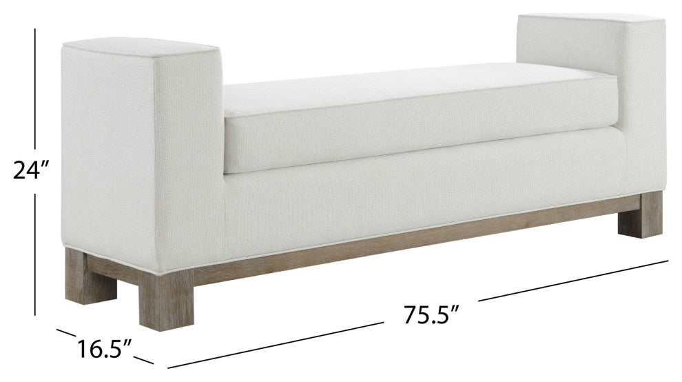 Remi Stain-Resistant King Bench, Ivory