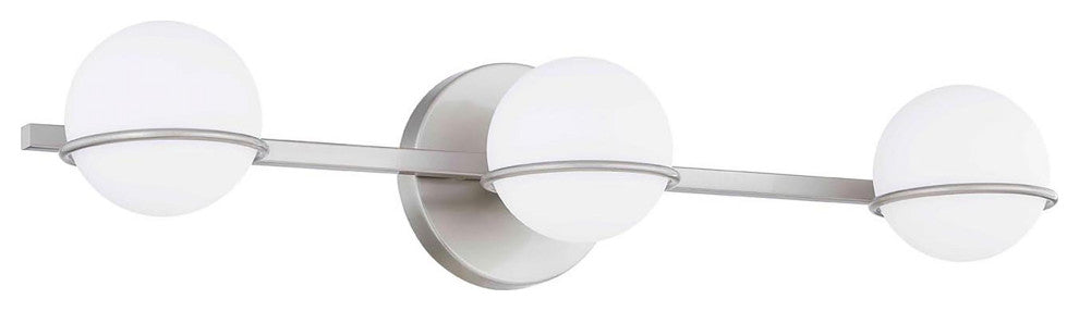 Fusion - Centric 3-Light Bath Bar - Brushed Nickel Finish - Opal Glass Shade