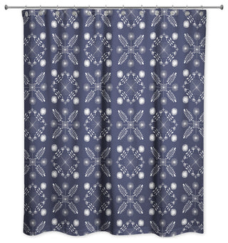 Navy Mod Medallions 71x74 Shower Curtain