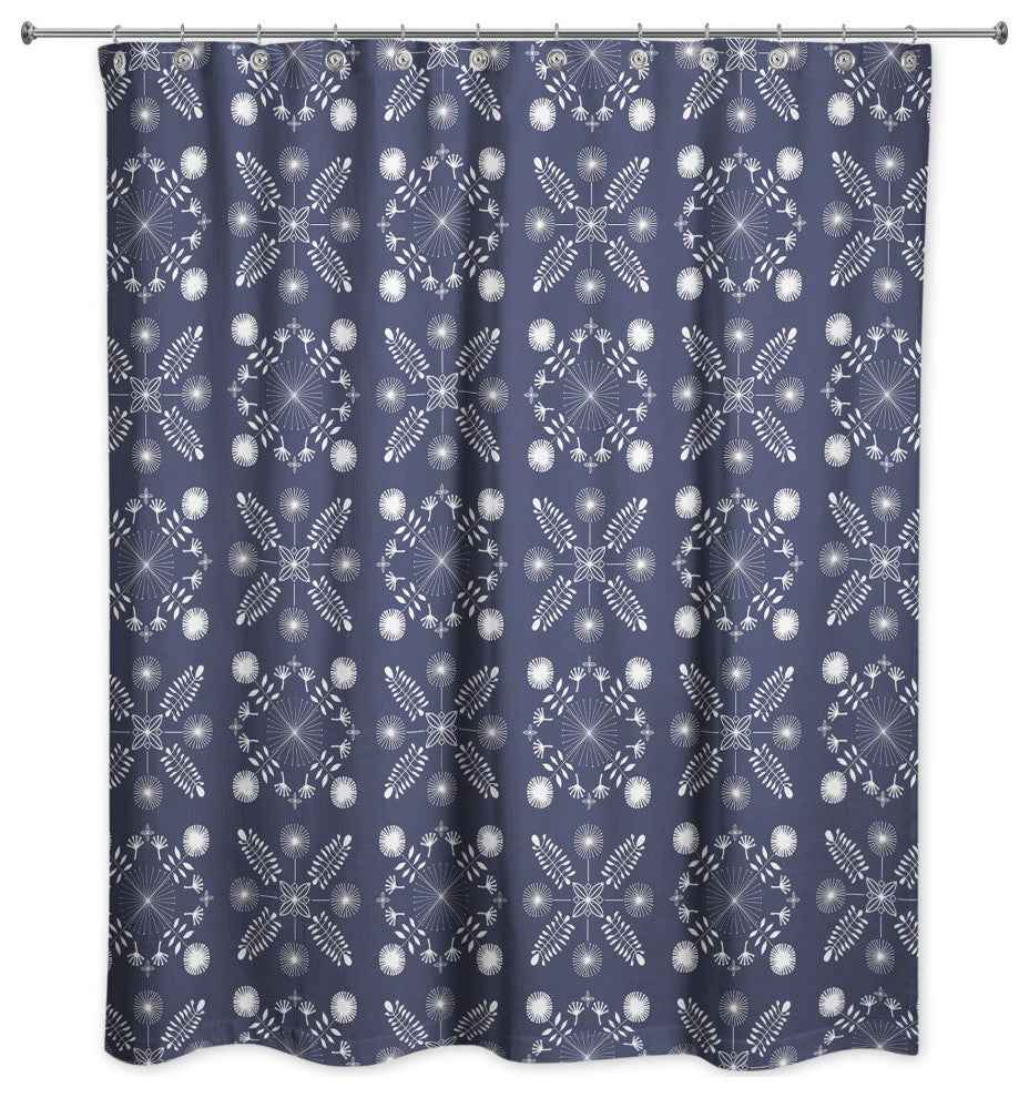 Navy Mod Medallions 71x74 Shower Curtain