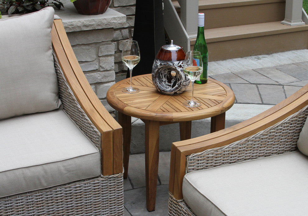 Ash Wicker And Teak Armchair With Sunbrella Fabrics