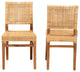 Lesia Bohemian Natural Brown Rattan, Walnut Brown Finish Wood Dining Chair Set