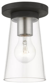 Cityview 1 Light Black With Brushed Nickel Accents Small Flush Mount