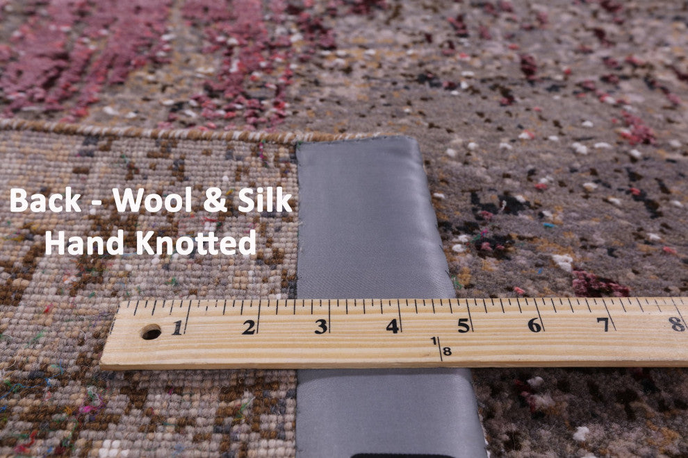 Abstract Wool and Silk Handmade Rug 6' 0" X 9' 1" Q8698